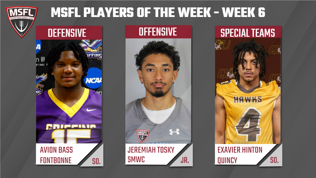Fontbonne, SMWC, and Quincy receive week 6 MSFL Player of the Week honors